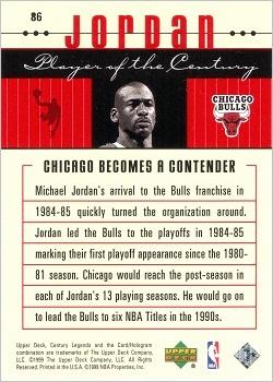 1998-99 Upper Deck Century Legends #86 Michael Jordan Back