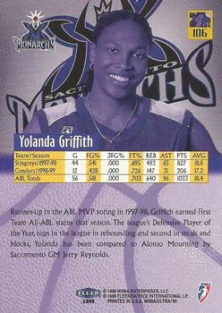 1999 Ultra WNBA #106 Yolanda Griffith Back