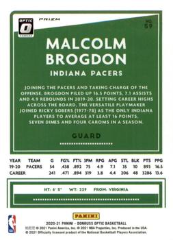 2020-21 Donruss Optic - Purple #59 Malcolm Brogdon Back