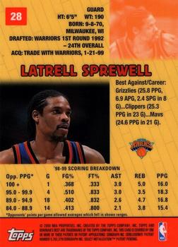 1999-00 Bowman's Best #28 Latrell Sprewell Back