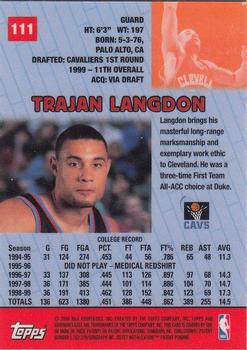 1999-00 Bowman's Best #111 Trajan Langdon Back