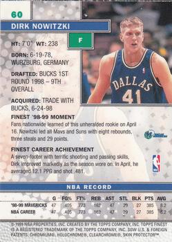 1999-00 Finest #60 Dirk Nowitzki Back