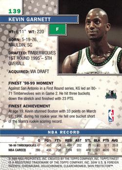 1999-00 Finest #139 Kevin Garnett Back