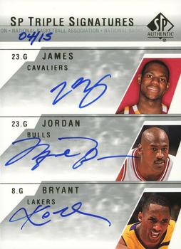 2003-04 SP Authentic - Signatures Triple #JJB-A LeBron James / Michael Jordan / Kobe Bryant Front