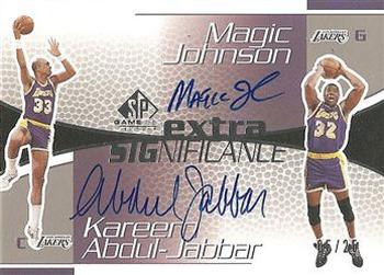 2003-04 SP Game Used - Extra SIGnificance #KAMJ Kareem Abdul-Jabbar / Magic Johnson Front