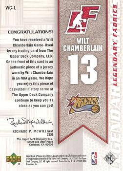 2003-04 SP Game Used - Legendary Fabrics #WC-L Wilt Chamberlain Back