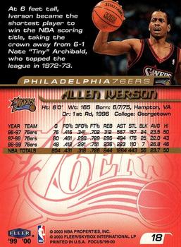1999-00 Fleer Focus #18 Allen Iverson Back