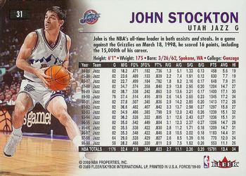 1999-00 Fleer Force #31 John Stockton Back