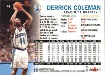 1999-00 Fleer Force #44 Derrick Coleman Back