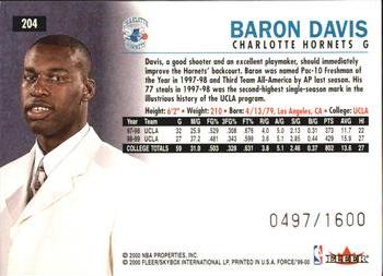 1999-00 Fleer Force #204 Baron Davis Back