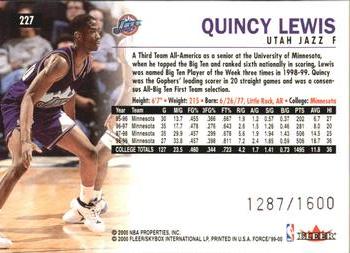 1999-00 Fleer Force #227 Quincy Lewis Back