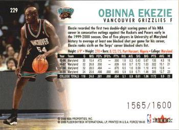 1999-00 Fleer Force #229 Obinna Ekezie Back