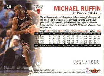 1999-00 Fleer Force #231 Michael Ruffin Back