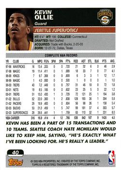2003-04 Topps 1st Edition #40 Kevin Ollie Back