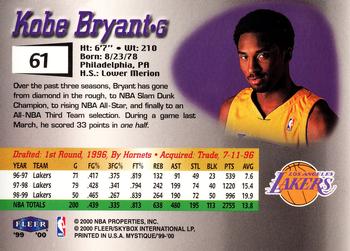 1999-00 Fleer Mystique #61 Kobe Bryant Back