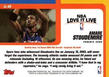 2003-04 Topps - Love it Live #LL-AS Amare Stoudemire Back