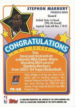 2003-04 Topps - Piece of a Dream Relics #PD-SM Stephon Marbury Back