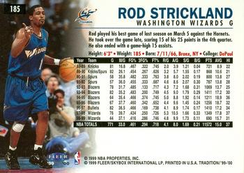 1999-00 Fleer Tradition #185 Rod Strickland Back