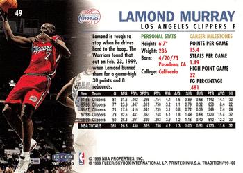1999-00 Fleer Tradition #49 Lamond Murray Back