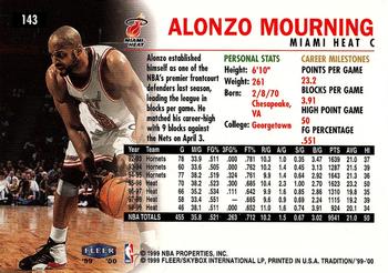 1999-00 Fleer Tradition #143 Alonzo Mourning Back
