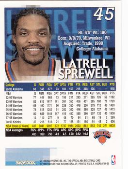 1999-00 Hoops #45 Latrell Sprewell Back
