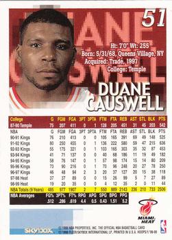 1999-00 Hoops #51 Duane Causwell Back