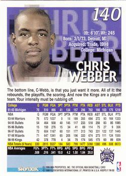1999-00 Hoops #140 Chris Webber Back