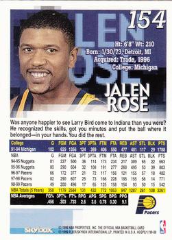 1999-00 Hoops #154 Jalen Rose Back