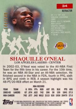 2003-04 Topps Pristine - Refractors #34 Shaquille O'Neal Back