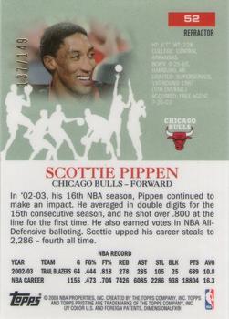 2003-04 Topps Pristine - Refractors #52 Scottie Pippen Back
