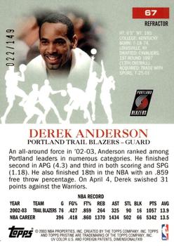 2003-04 Topps Pristine - Refractors #67 Derek Anderson Back
