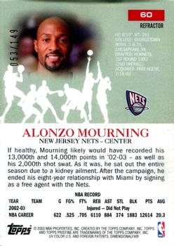 2003-04 Topps Pristine - Refractors #60 Alonzo Mourning Back