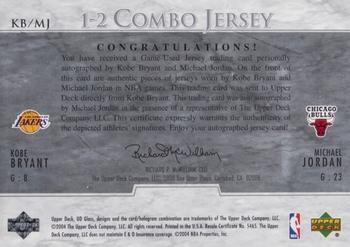 2003-04 UD Glass - One-Two Combo Autographs #KBMJ Kobe Bryant / Michael Jordan Back
