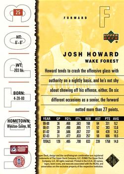 2003 UD Top Prospects - Gold Collection #25 Josh Howard Back
