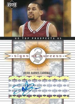 2003 UD Top Prospects - Signs of Success #SS-BE Julius Barnes Front