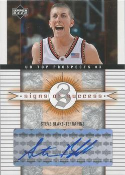 2003 UD Top Prospects - Signs of Success #SS-SB Steve Blake Front