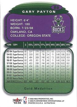 2003-04 Ultra - Gold Medallion #86 Gary Payton Back