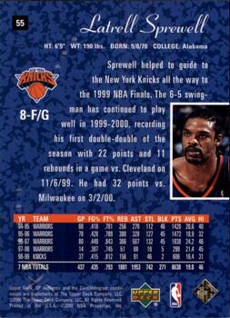 1999-00 SP Authentic #55 Latrell Sprewell Back