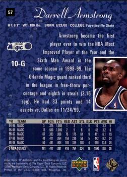 1999-00 SP Authentic #57 Darrell Armstrong Back