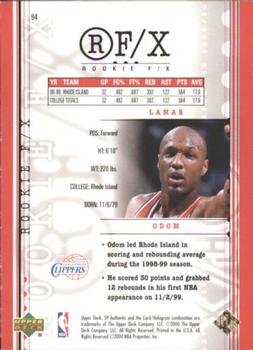 1999-00 SP Authentic #94 Lamar Odom Back