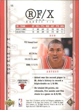 1999-00 SP Authentic #105 Ron Artest Back