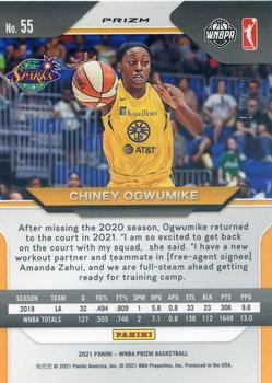 2021 Panini Prizm WNBA Premium #55 Chiney Ogwumike Back