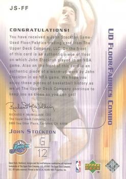 2003-04 Upper Deck Hardcourt - UD Floor/Fabrics Combos #JS-FF John Stockton Back