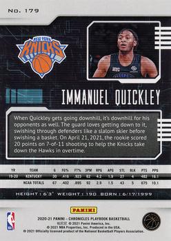 2020-21 Panini Chronicles #179 Immanuel Quickley Back
