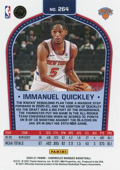 2020-21 Panini Chronicles #264 Immanuel Quickley Back