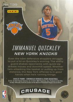 2020-21 Panini Chronicles #539 Immanuel Quickley Back