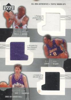 2003-04 Upper Deck Honor Roll - All-NBA Authentics Triple Warm Ups #MJ/KB/JS Michael Jordan / Kobe Bryant / John Stockton Front