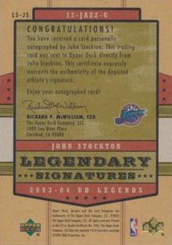 2003-04 Upper Deck Legends - Legendary Signatures #LS-JS John Stockton Back