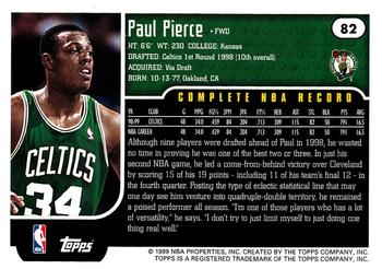 1999-00 Topps #82 Paul Pierce Back