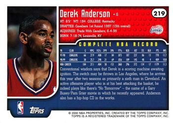 1999-00 Topps #219 Derek Anderson Back